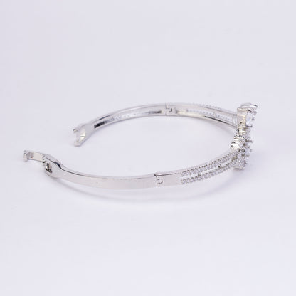 Floral Dazzling Rhodium Plated Bracelet