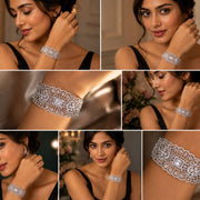 Crystal Cascade Rhodium Plated Bracelet