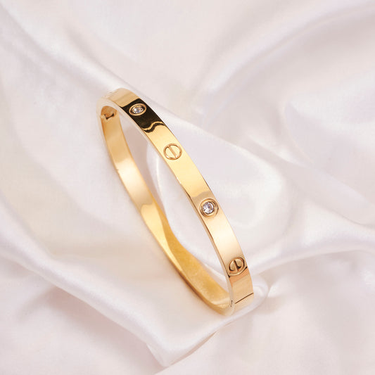 Gold-Plated Love Bracelet with Cubic Zirconia
