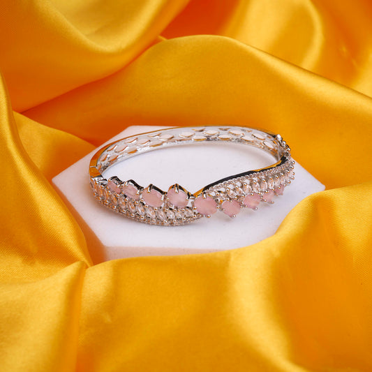 Sparkling Cuff Rhodium Plated AD Bracelet