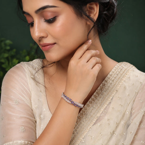 Sparkling Cuff Rhodium Plated AD Bracelet