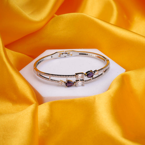 Alluring Cuff Rhodium Plated AD Bracelet