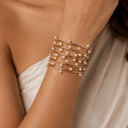 Cuff Gold Plated Bracelet with Pearls
