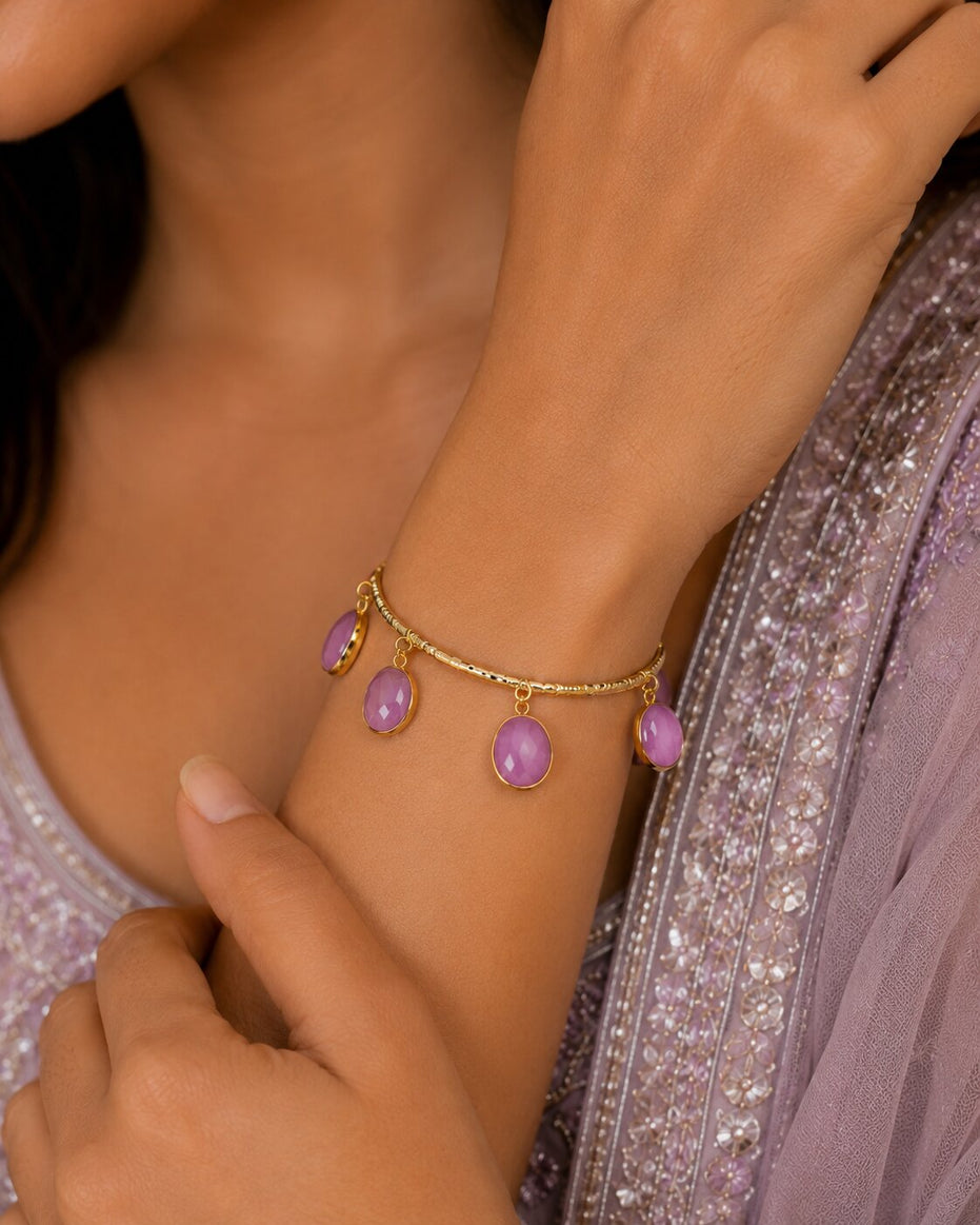Elegant Gold Plated Bracelet with Gemstone