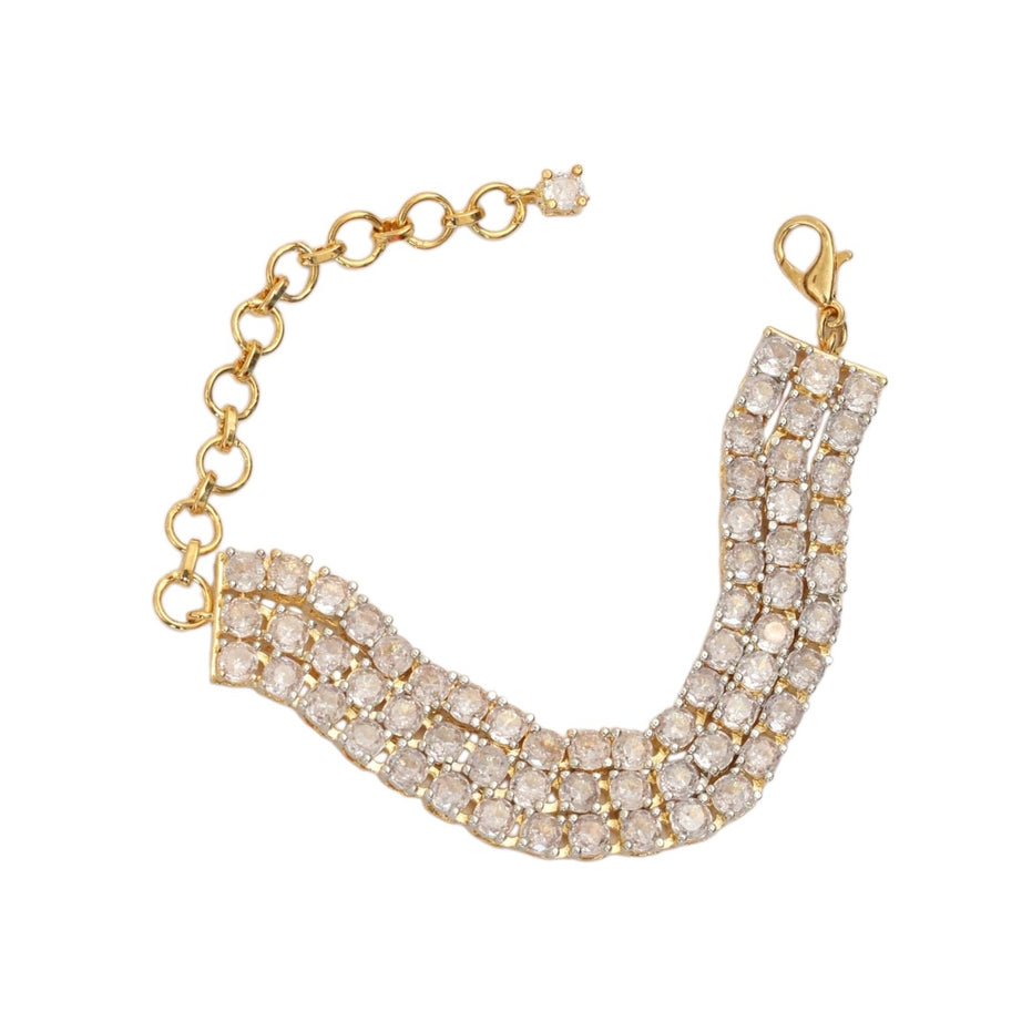 Gold & Silver Plated Multi-Row Cubic Zirconia Tennis Pattern Bracelet