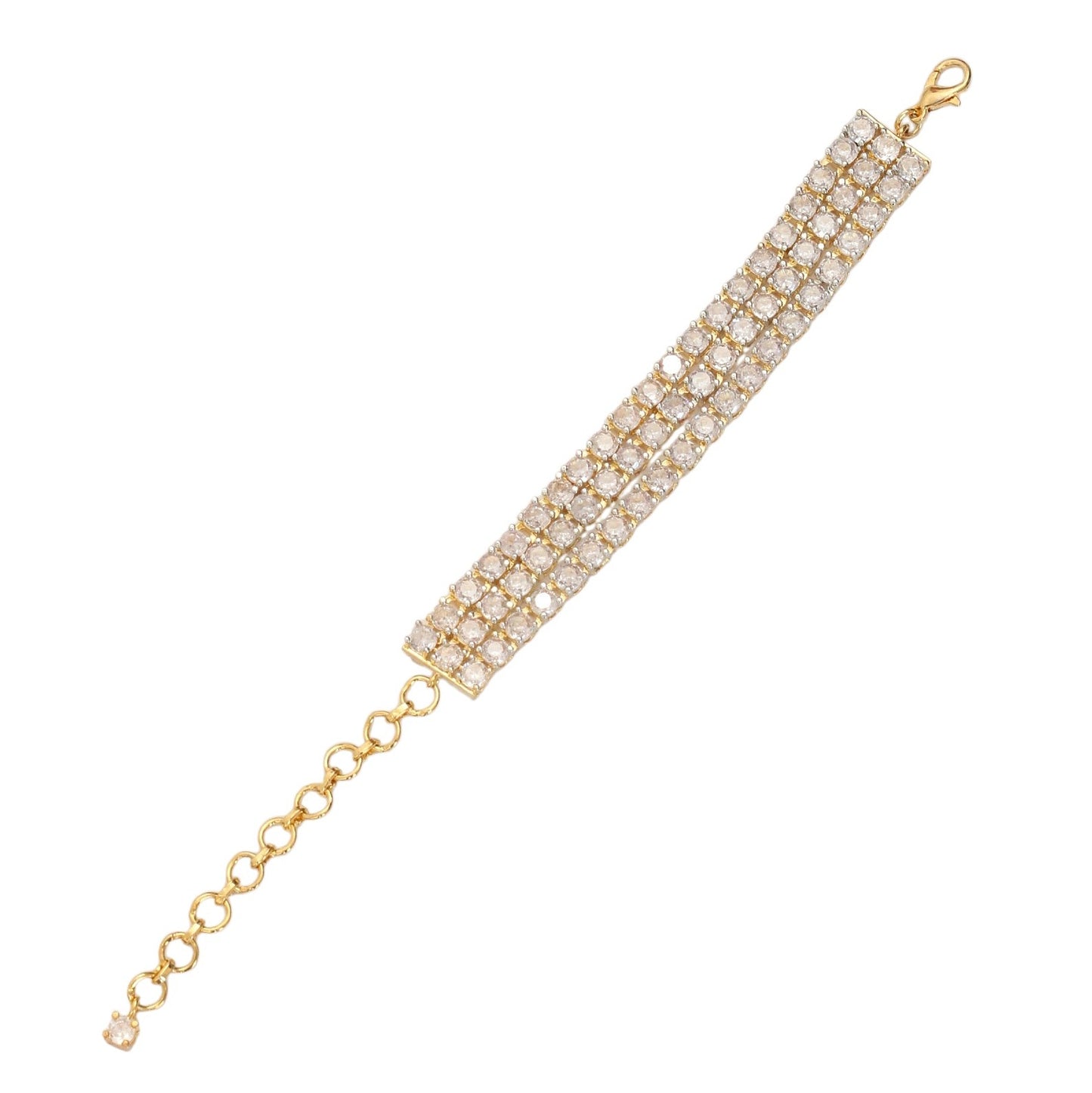 Three Layered Tennis Gold Silver Bracelet