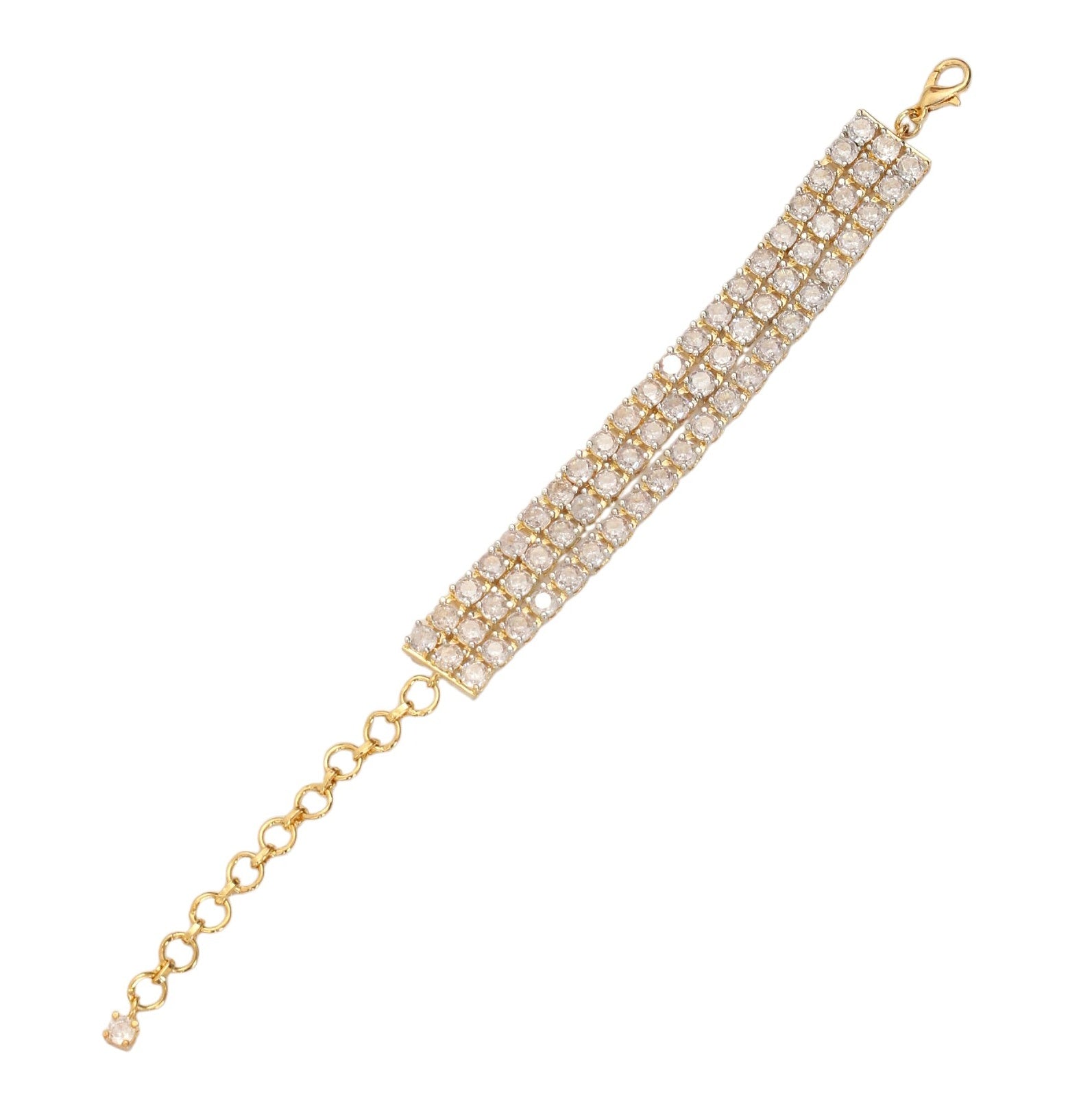 Three Layered Tennis Gold Silver Bracelet