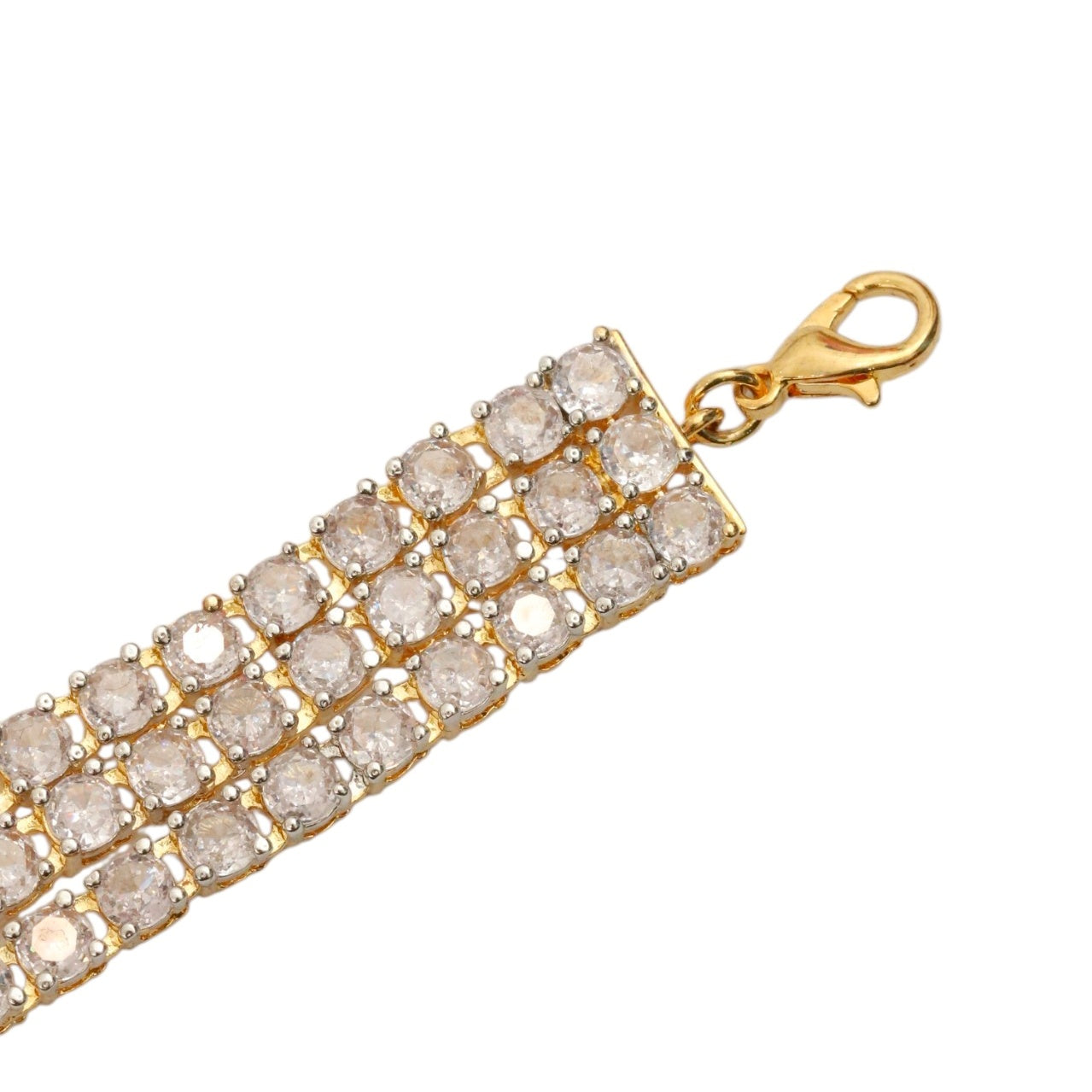 Three Layered Tennis Gold Silver Bracelet