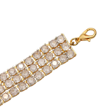 Three Layered Tennis Gold Silver Bracelet