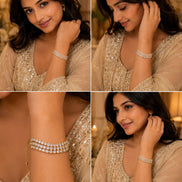 Three Layered Tennis Gold Silver Bracelet