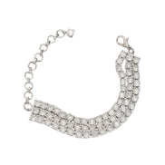 Three Layered Tennis Rhodium Plated Bracelet