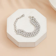 Three Layered Tennis Rhodium Plated Bracelet