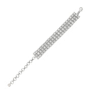 Three Layered Tennis Rhodium Plated Bracelet