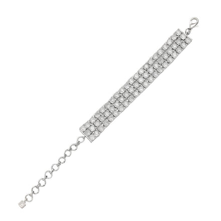 Three Layered Tennis Rhodium Plated Bracelet