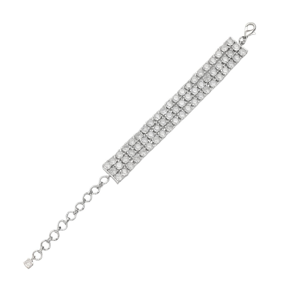 Three Layered Tennis Rhodium Plated Bracelet