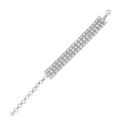 Three Layered Tennis Rhodium Plated Bracelet