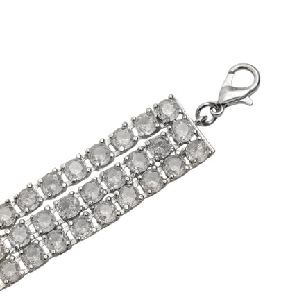 Three Layered Tennis Rhodium Plated Bracelet