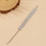 Three Layered Tennis Rhodium Plated Bracelet