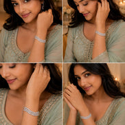 Three Layered Tennis Rhodium Plated Bracelet