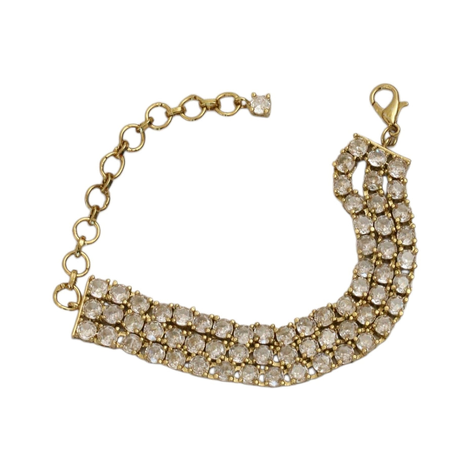 Three Layered Tennis Mehendi Plated Bracelet