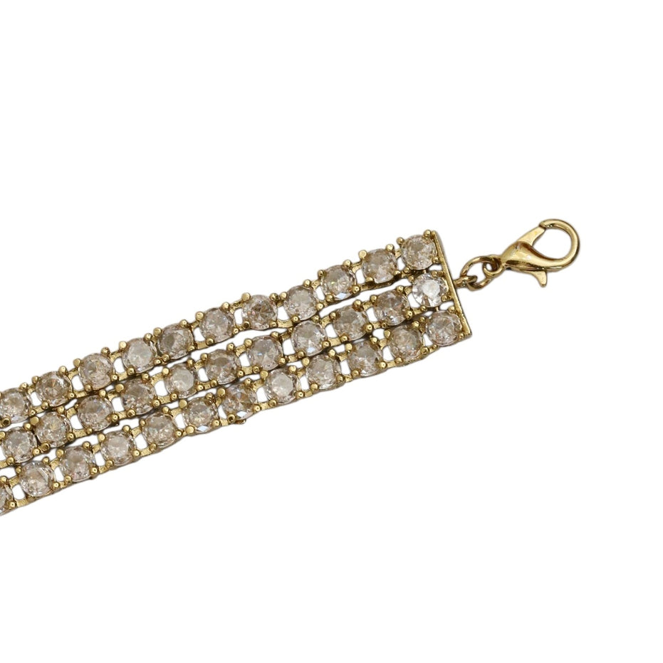 Three Layered Tennis Mehendi Plated Bracelet