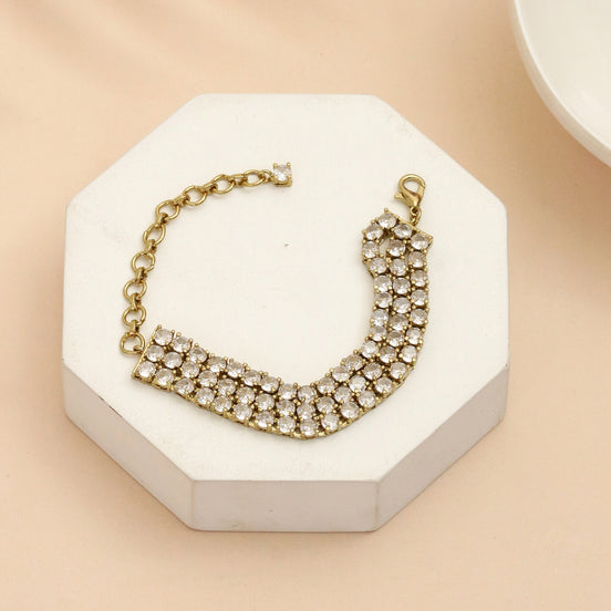 Three Layered Tennis Mehendi Plated Bracelet
