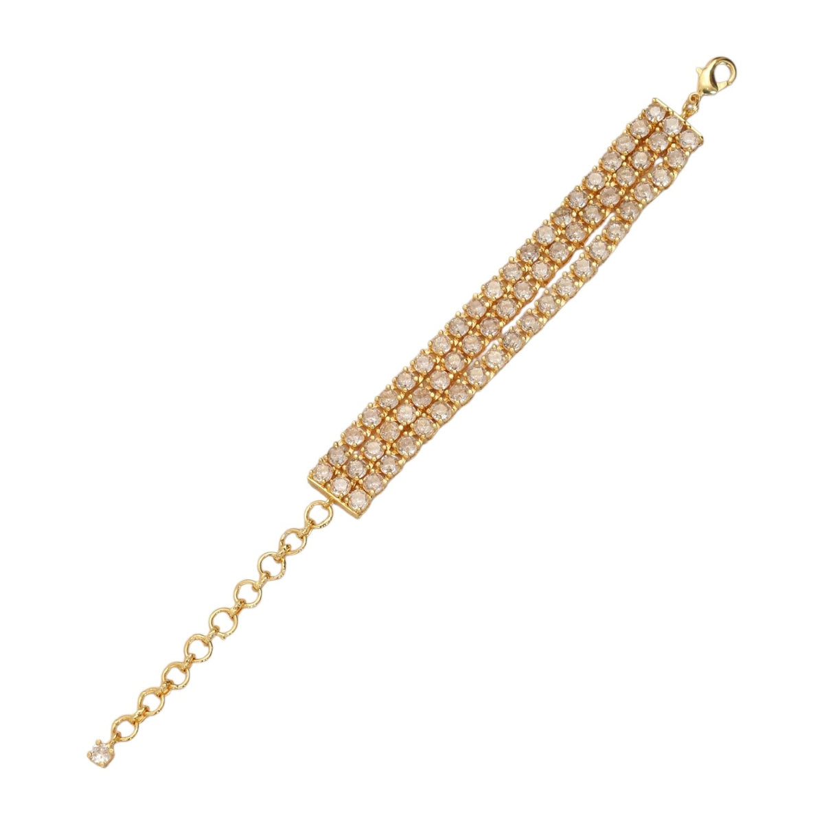Three Layered Tennis Gold Plated Bracelet