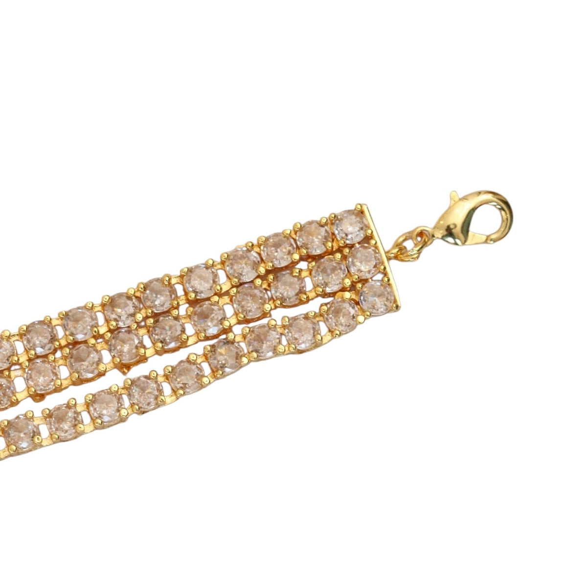 Three Layered Tennis Gold Plated Bracelet