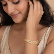 Three Layered Tennis Gold Plated Bracelet