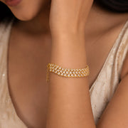 Three Layered Tennis Gold Plated Bracelet