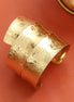 Gold Plated Hammered Pattern Textured Wide Cuff Bracelet