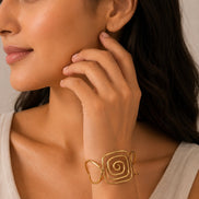 Gold Plated Geometric Spiral Cuff Bracelet