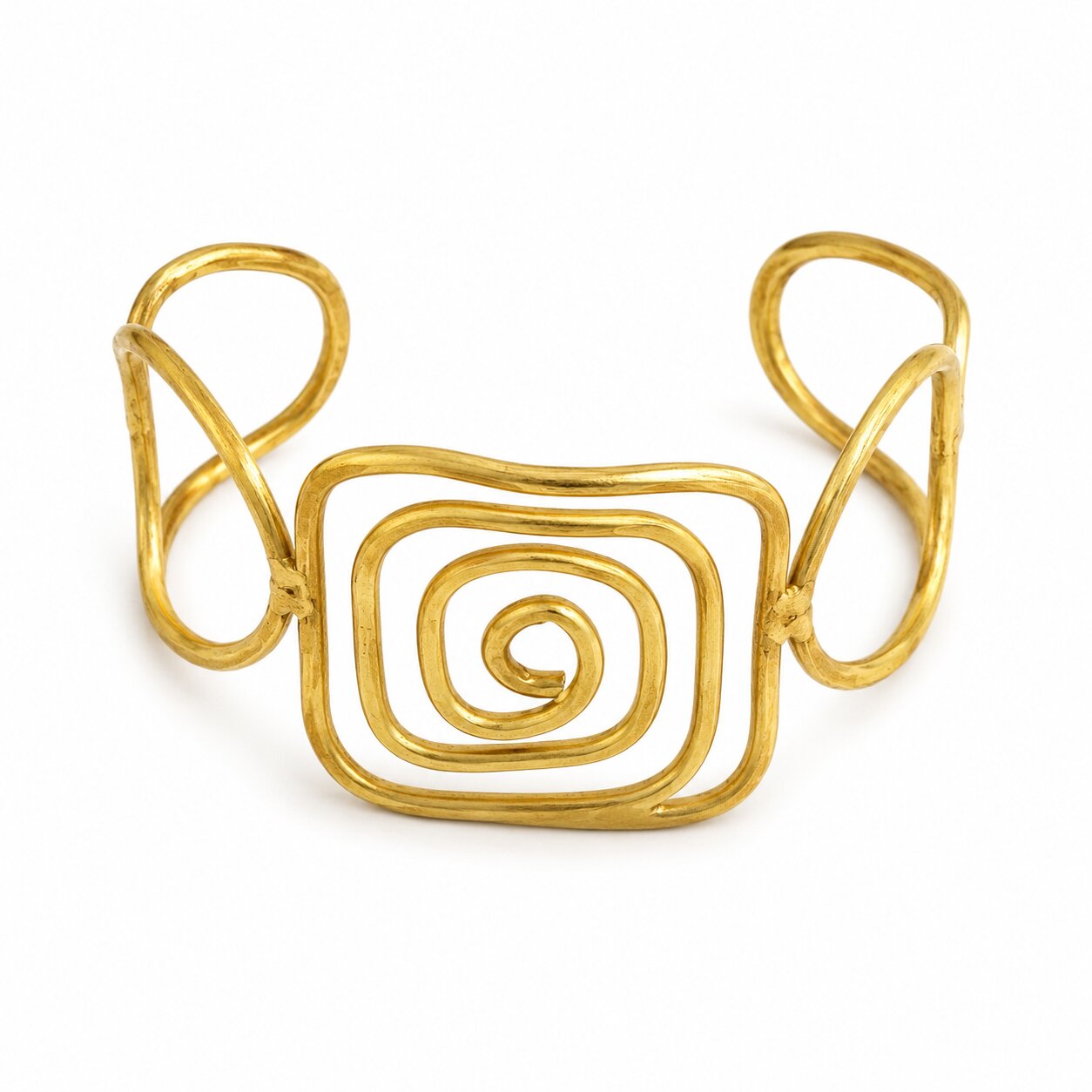 Gold Plated Geometric Spiral Cuff Bracelet