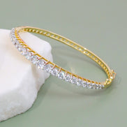 CZ Stone Studded Gold & Silver Plated Bracelet with Geometric Pattern