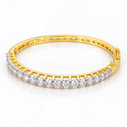 CZ Stone Studded Gold & Silver Plated Bracelet with Geometric Pattern