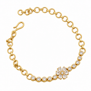 Floral CZ Gold & Silver Plated Bracelet with Link Chain Pattern