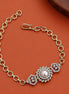 Pearl Floral CZ Gold Bracelet with Link Chain