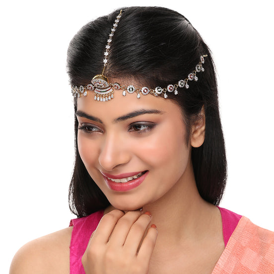 American Diamond Minakari Borla (Matha Patti)