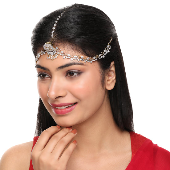 American Diamond Golden Borla (Matha Patti)
