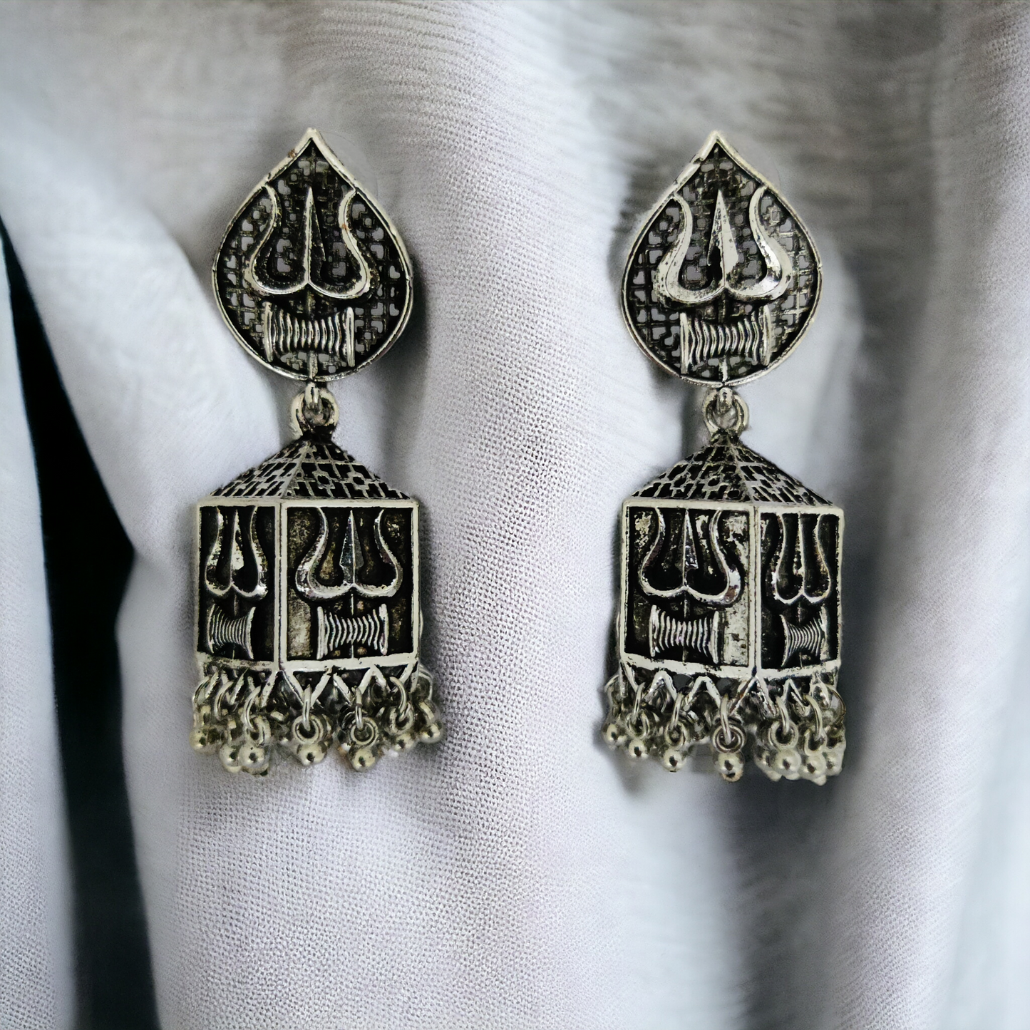 Oxidized Trishul Jhumkas