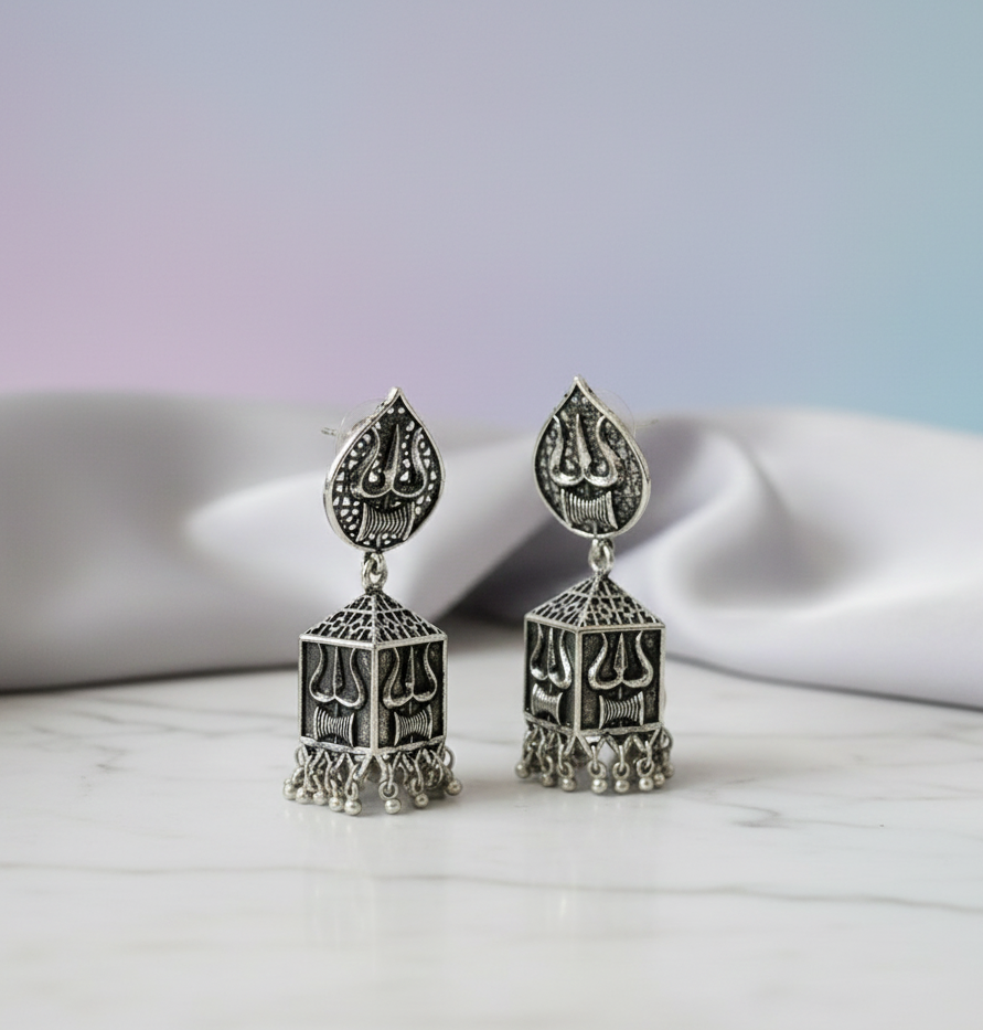 Oxidized Trishul Jhumkas
