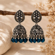 Oxidized Plated Traditional Jhumka Pattern Earrings