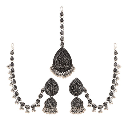 Traditional Oxidized Jhumka Combo - Opal Touch