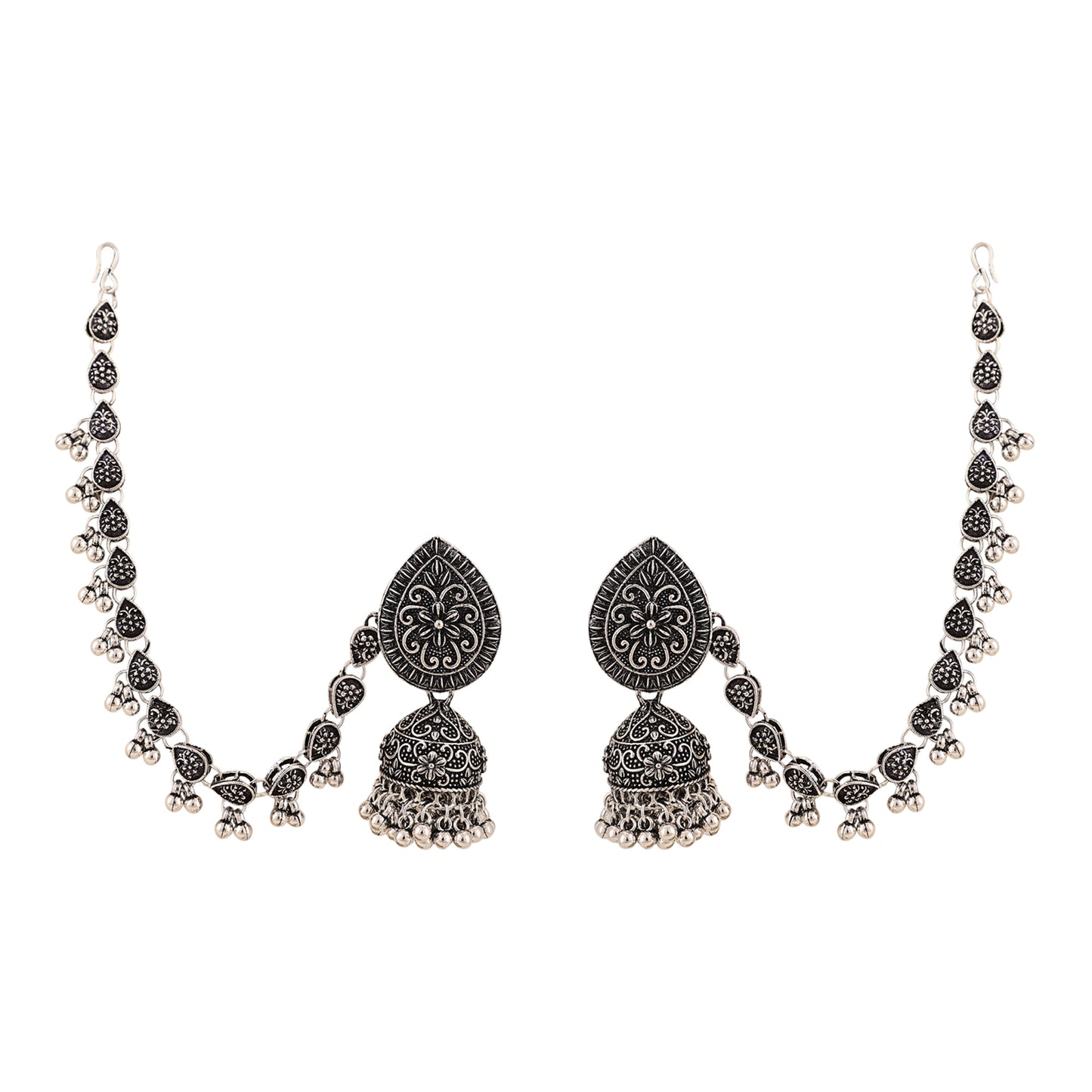 Traditional Oxidized Jhumka Combo - Opal Touch