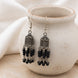 Oxidized Silver Plated Long Cylindrical Jhumka Pattern Earrings