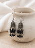 Oxidized Silver Plated Long Cylindrical Jhumka Pattern Earrings
