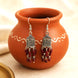 Oxidized Silver Plated Long Cylindrical Jhumka Pattern Earrings