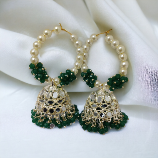 Gold Plated Moti Hoop Jhumka