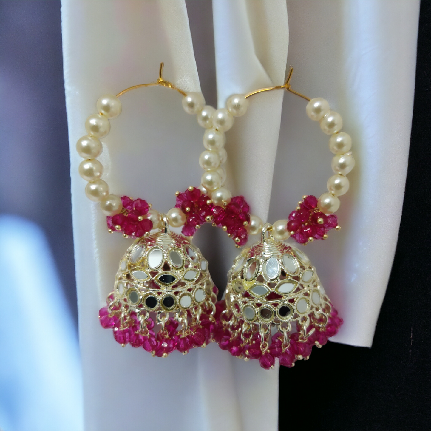 Gold Plated Moti Hoop Jhumka - Opal Touch