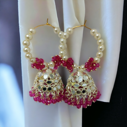 Gold Plated Moti Hoop Jhumka